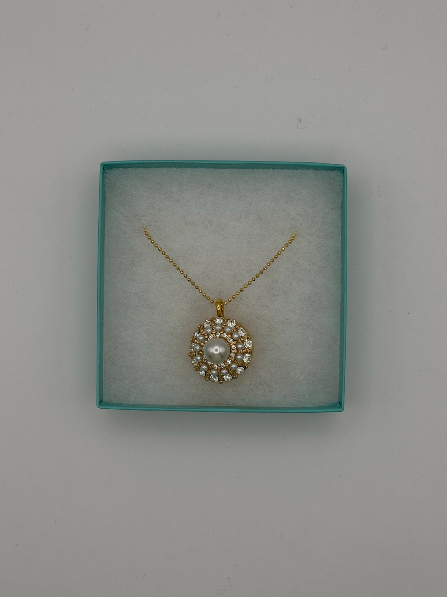 Mustard Seed Pendant Pearl Necklace with thin Gold Chain