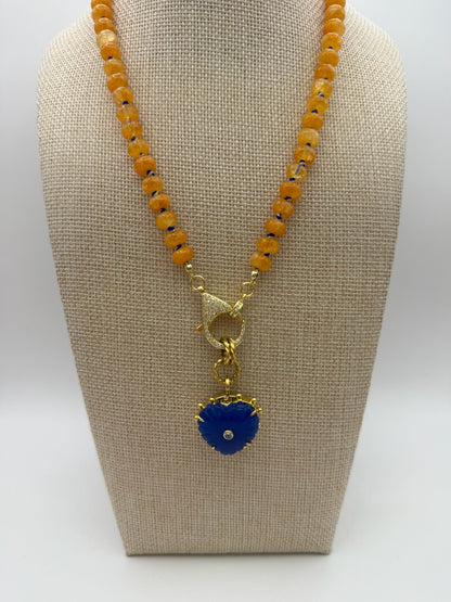 Mustard Seed Royal Blue and Orange Exquisite Stone Necklace