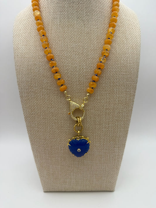 Mustard Seed Royal Blue and Orange Exquisite Stone Necklace