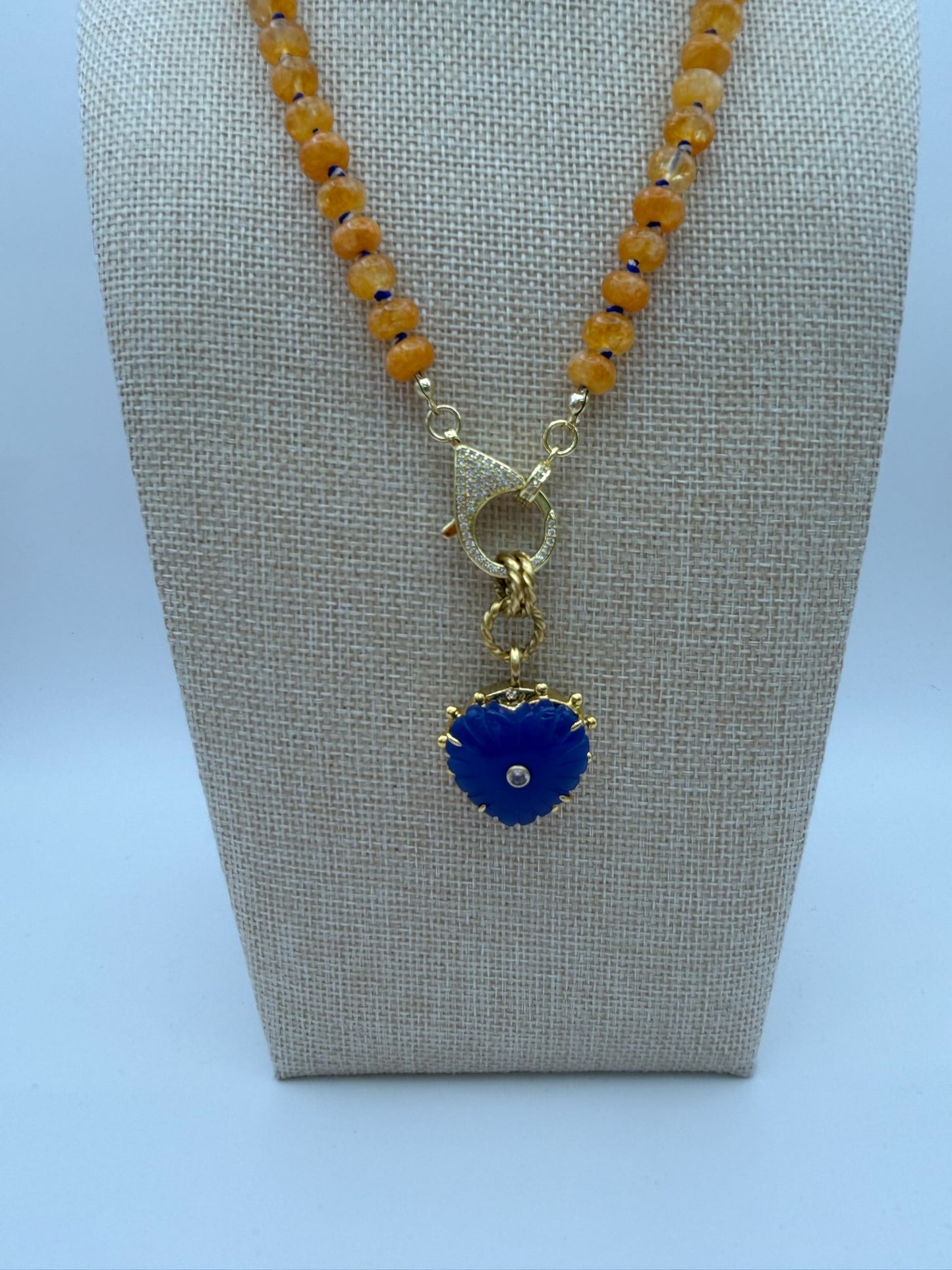 Mustard Seed Royal Blue and Orange Exquisite Stone Necklace