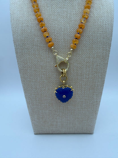Mustard Seed Royal Blue and Orange Exquisite Stone Necklace