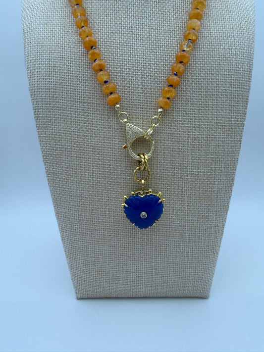 Mustard Seed Royal Blue and Orange Exquisite Stone Necklace