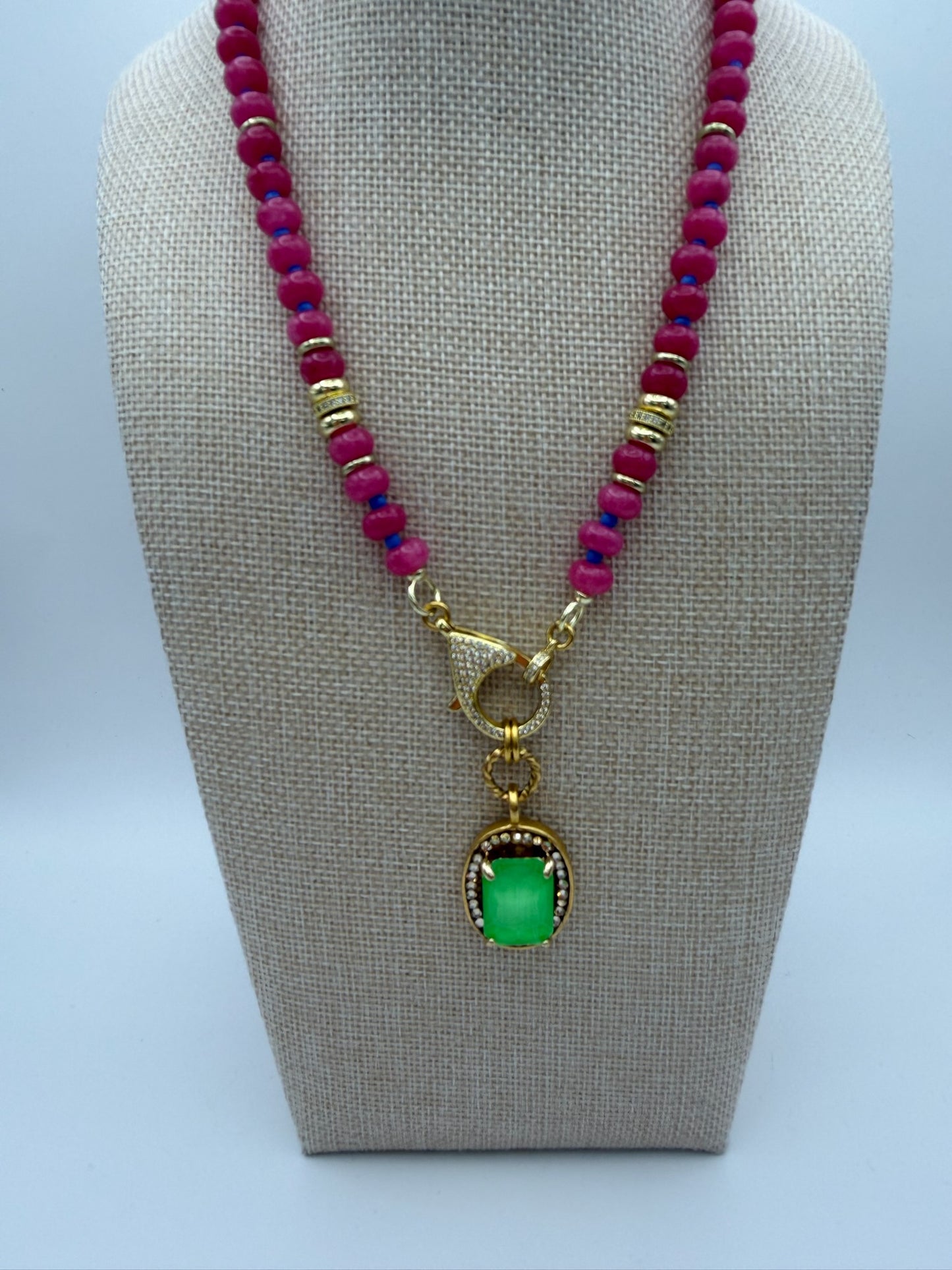 Mustard Seed Playful Pink and Vibrant Green Exquisite Stone Necklace