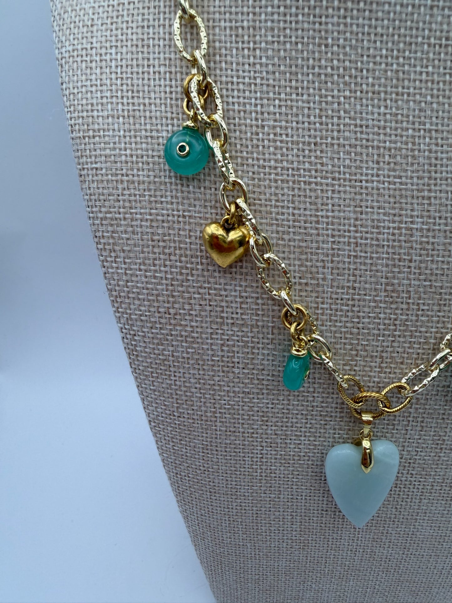 Mustard Seed Sea Glass Heart Exquisite Stone Drop Necklace