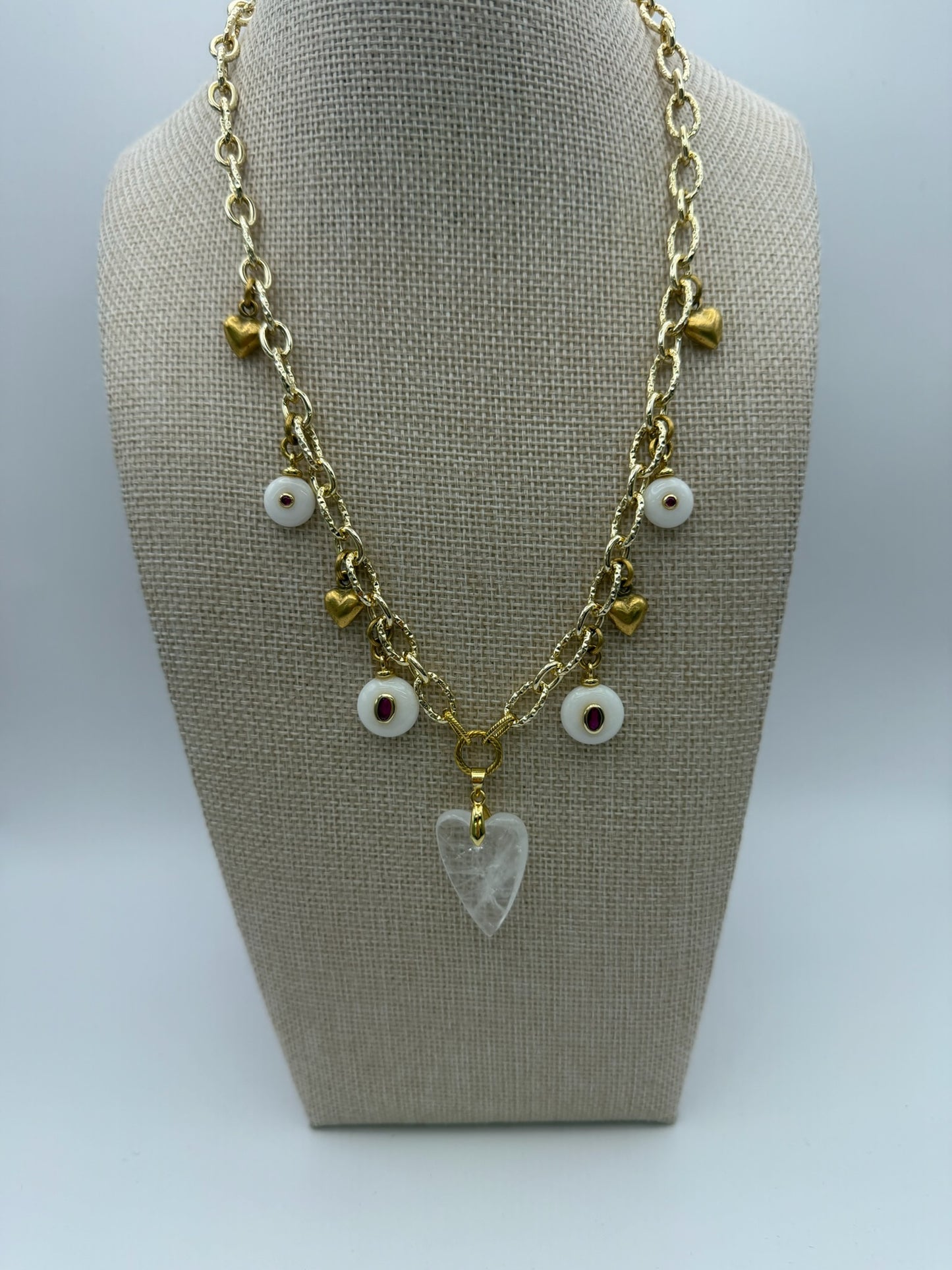 Mustard Seed Sea Glass Heart Exquisite Stone Drop Necklace