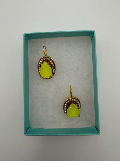 Mustard Seed Classic Yellow Tear Drop Stone Earrings