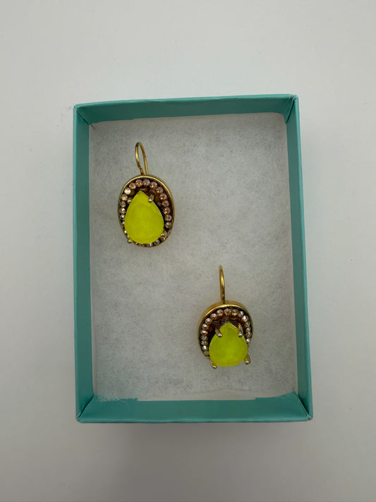 Mustard Seed Classic Yellow Tear Drop Stone Earrings