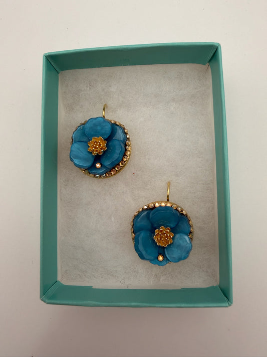 Mustard Seed Classic Blue Stone Flower Earrings