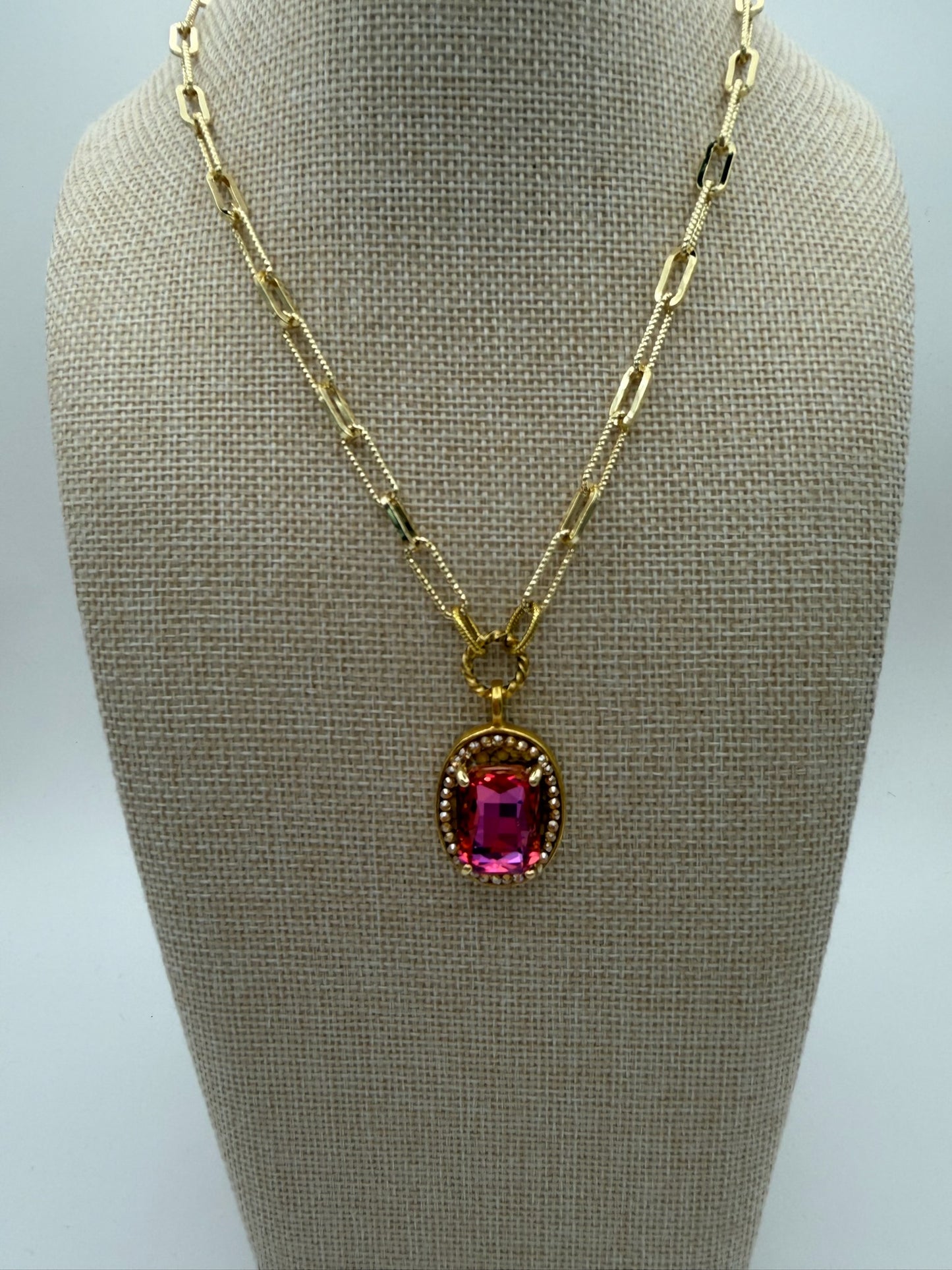 Mustard Seed Pink Statement Gem Necklace