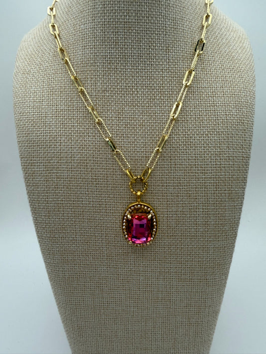 Mustard Seed Pink Statement Gem Necklace