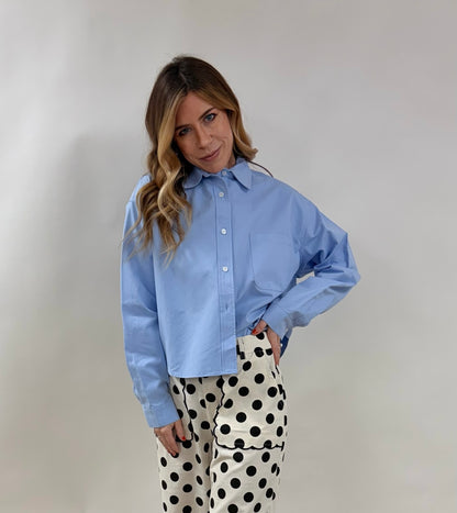Light Blue Cropped Dress Shirt