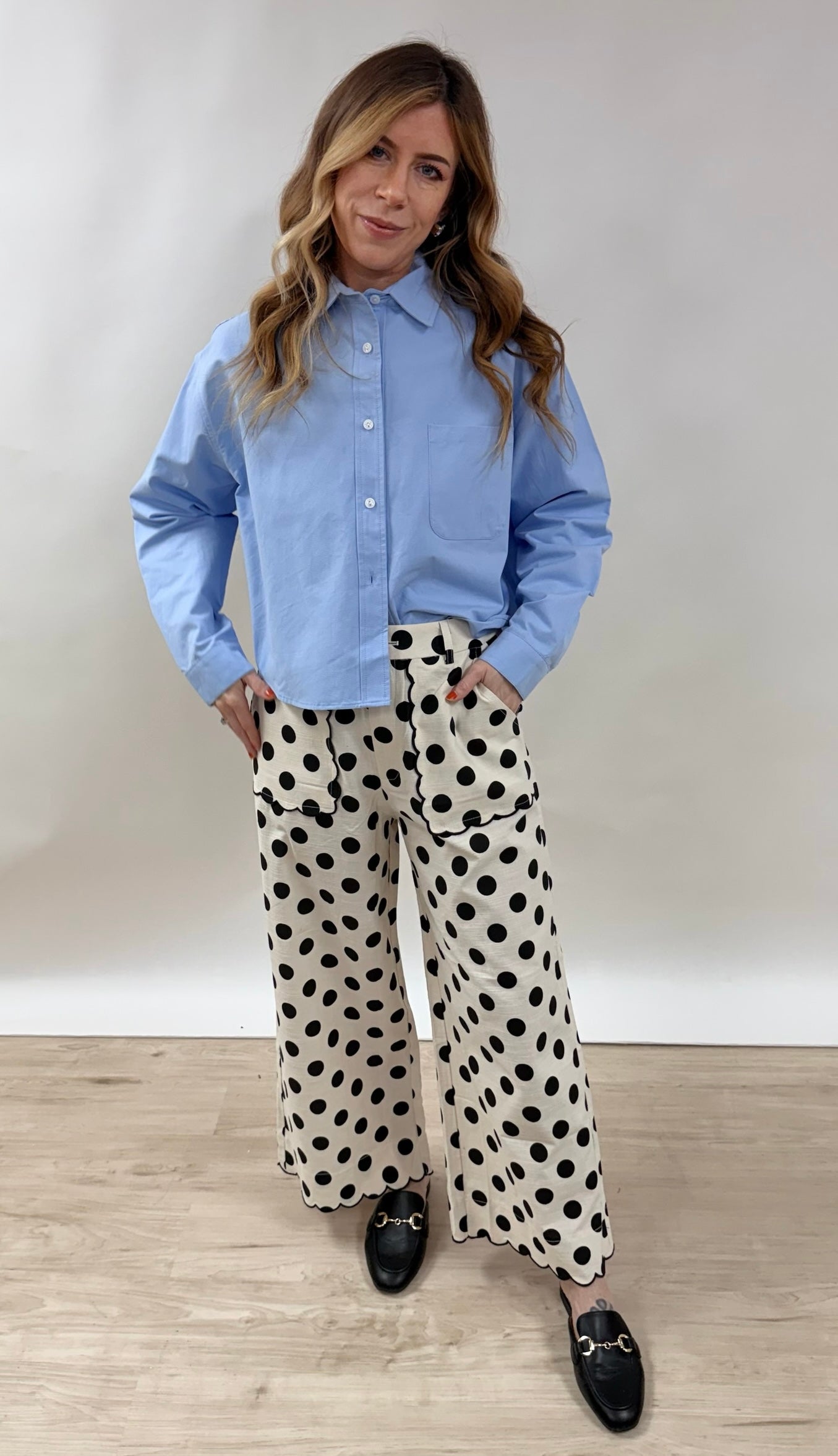 Light Blue Cropped Dress Shirt