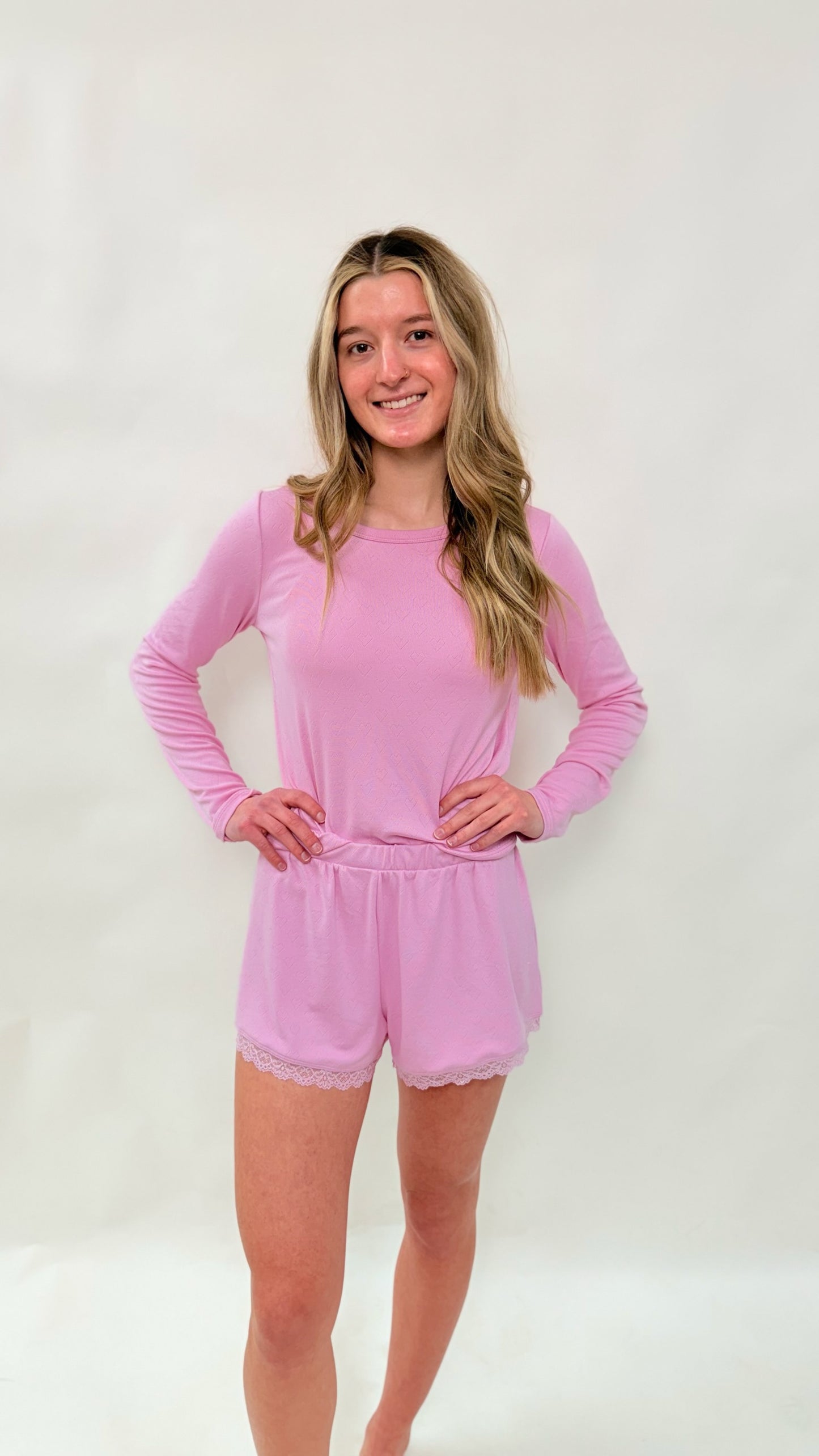 Masion Pointelle Pink Crush Short Set