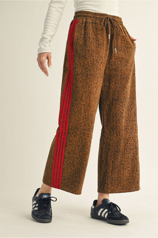 Leopard with Red Stripe Pant