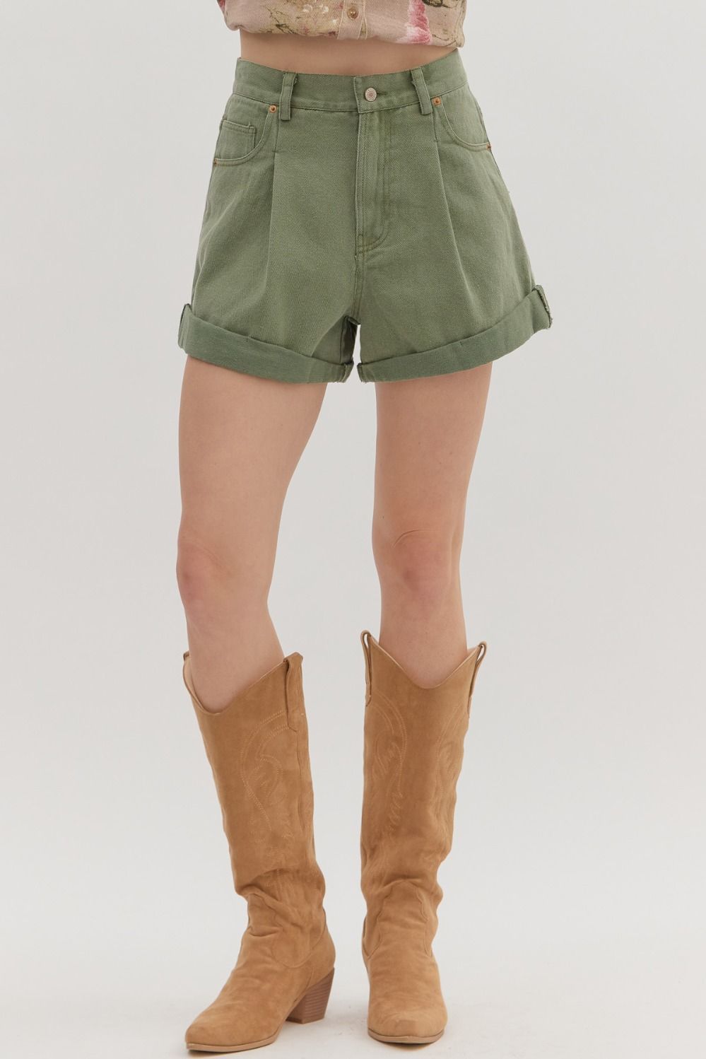 Olive Denim Short