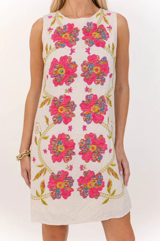 THML Patchwork Floral Embroidered Tunic dress