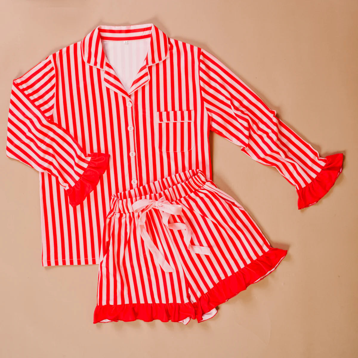 Peppermint Stripes Pajama Short Set