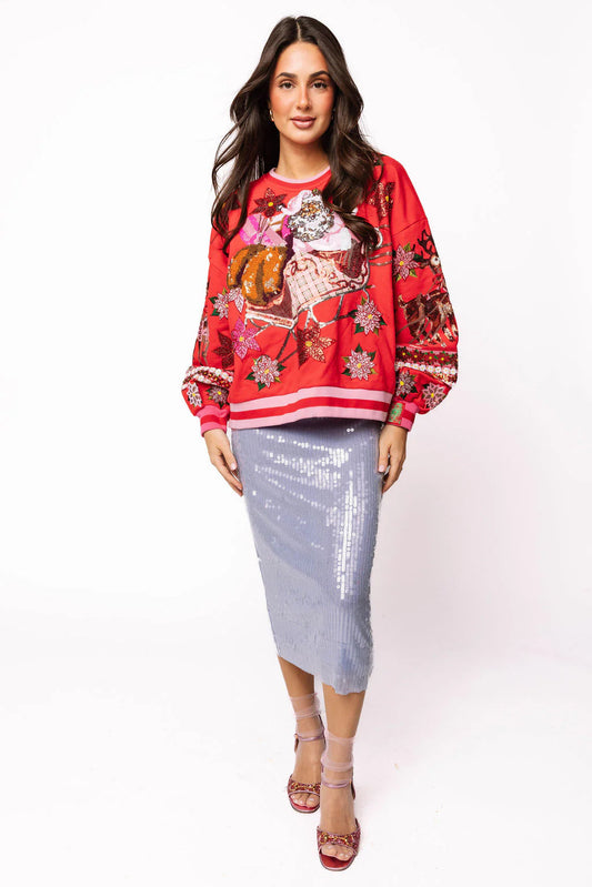 Poinsettia Santa Sweatshirt