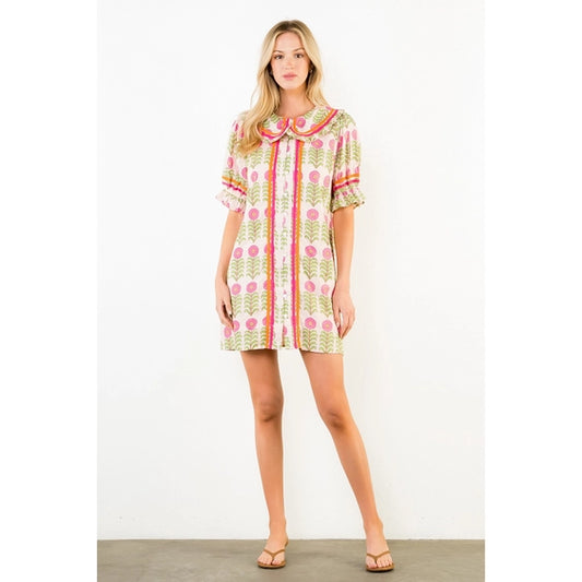 THML Puff Sleeve Floral Pattern Dress