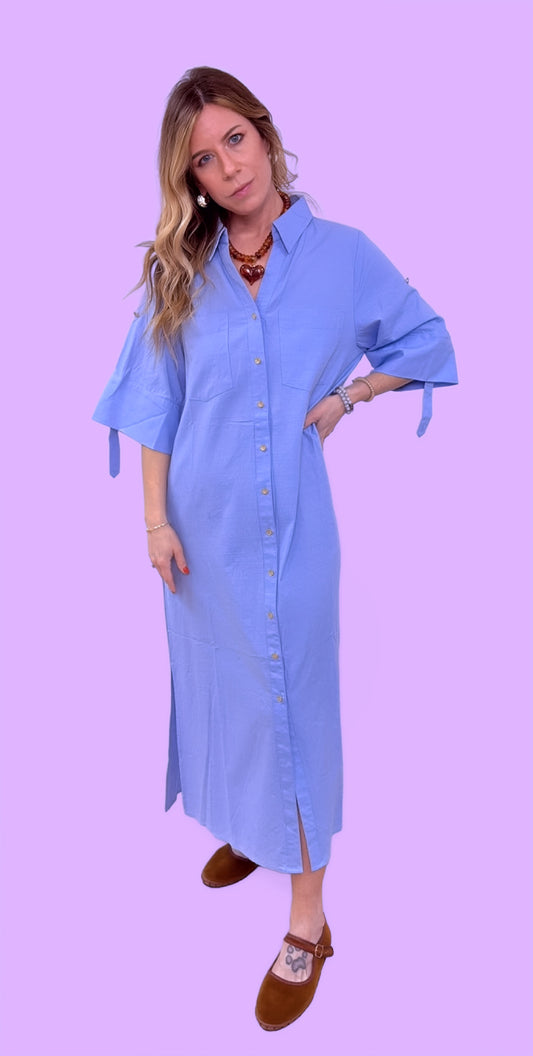 Collar Light Blue Dress