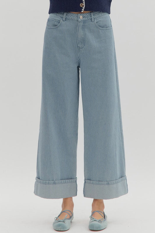 Striped Wide Cuff Jean