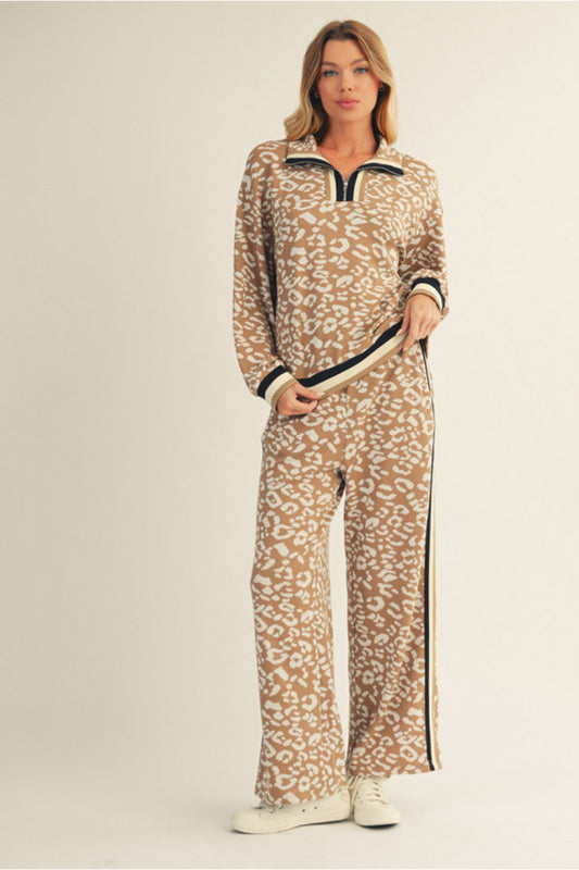 Taupe Cheetah Knit Set