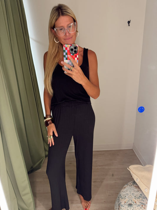 Ultra Soft Black Ribbed Set