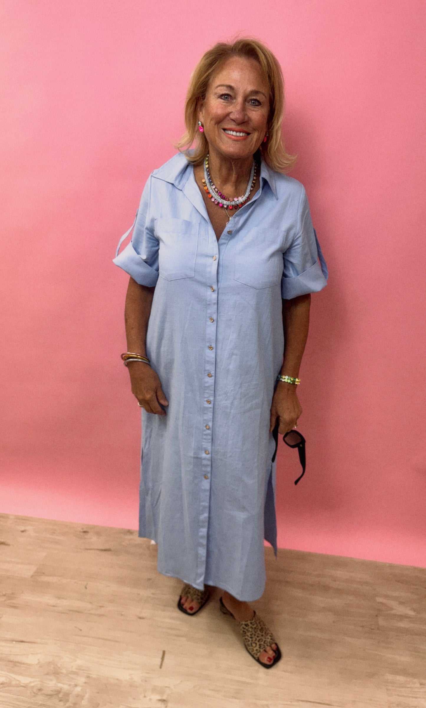 Collar Light Blue Dress