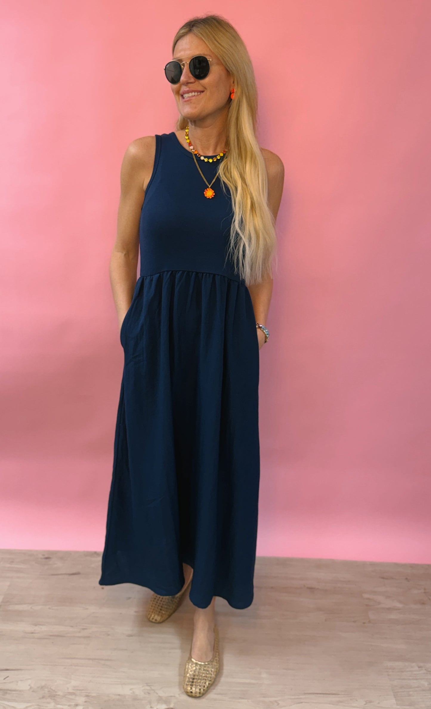 Z Supply Navy Charlotte Midi Dress