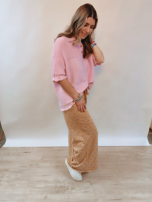 Collared Knit Blush Pink Sweater