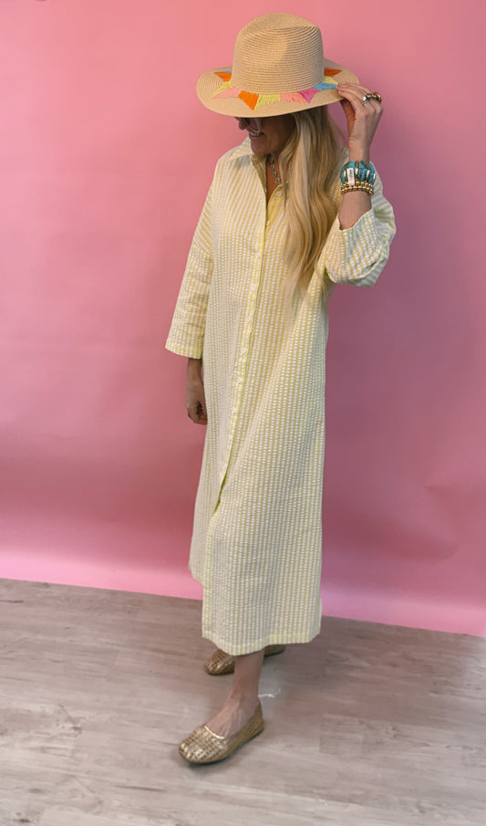 Lime Green Stripe Button Down Maxi
