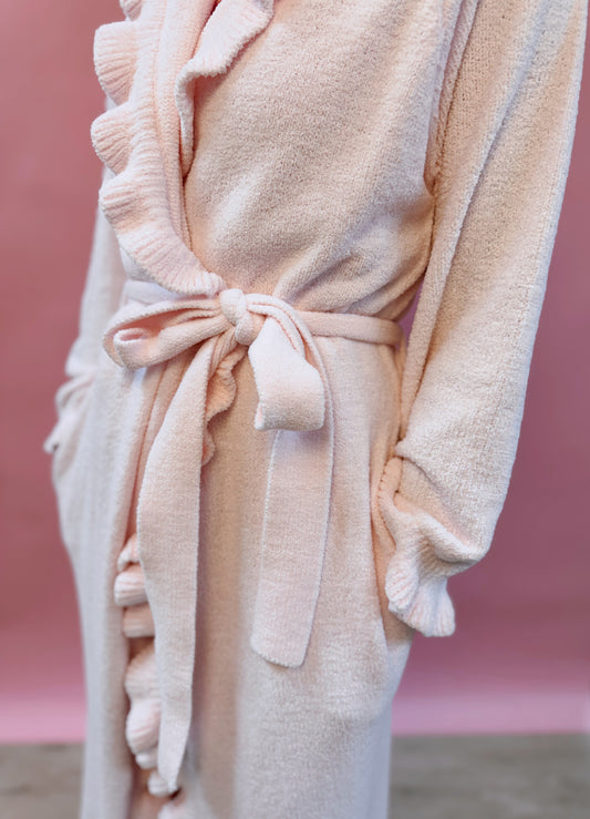 SOFTIES Chenille Pink Ruffle Robe