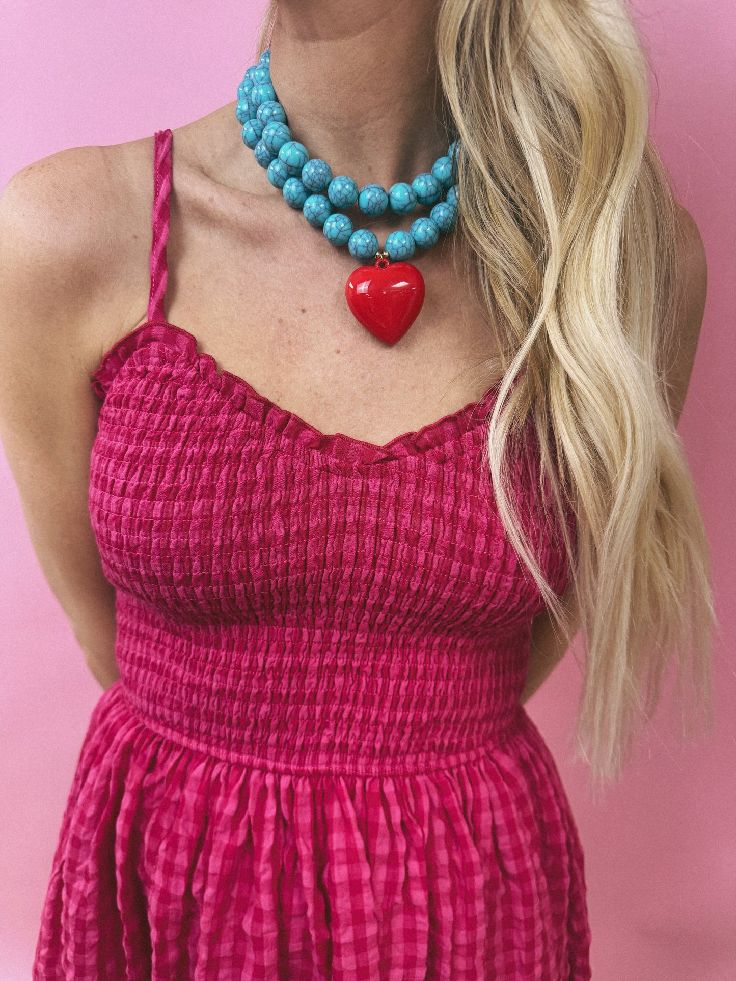 You Have My Heart Turquoise and Red Necklace