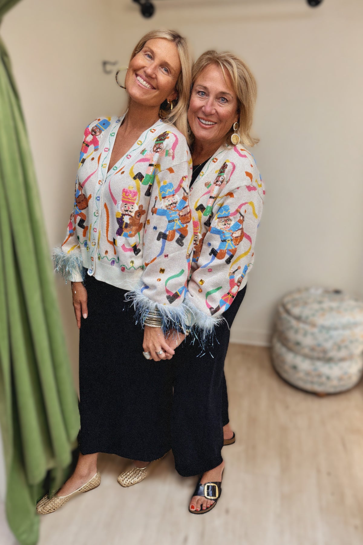 Queen of Sparkles Multi Drumming Nutcracker Button Up Cardigan
