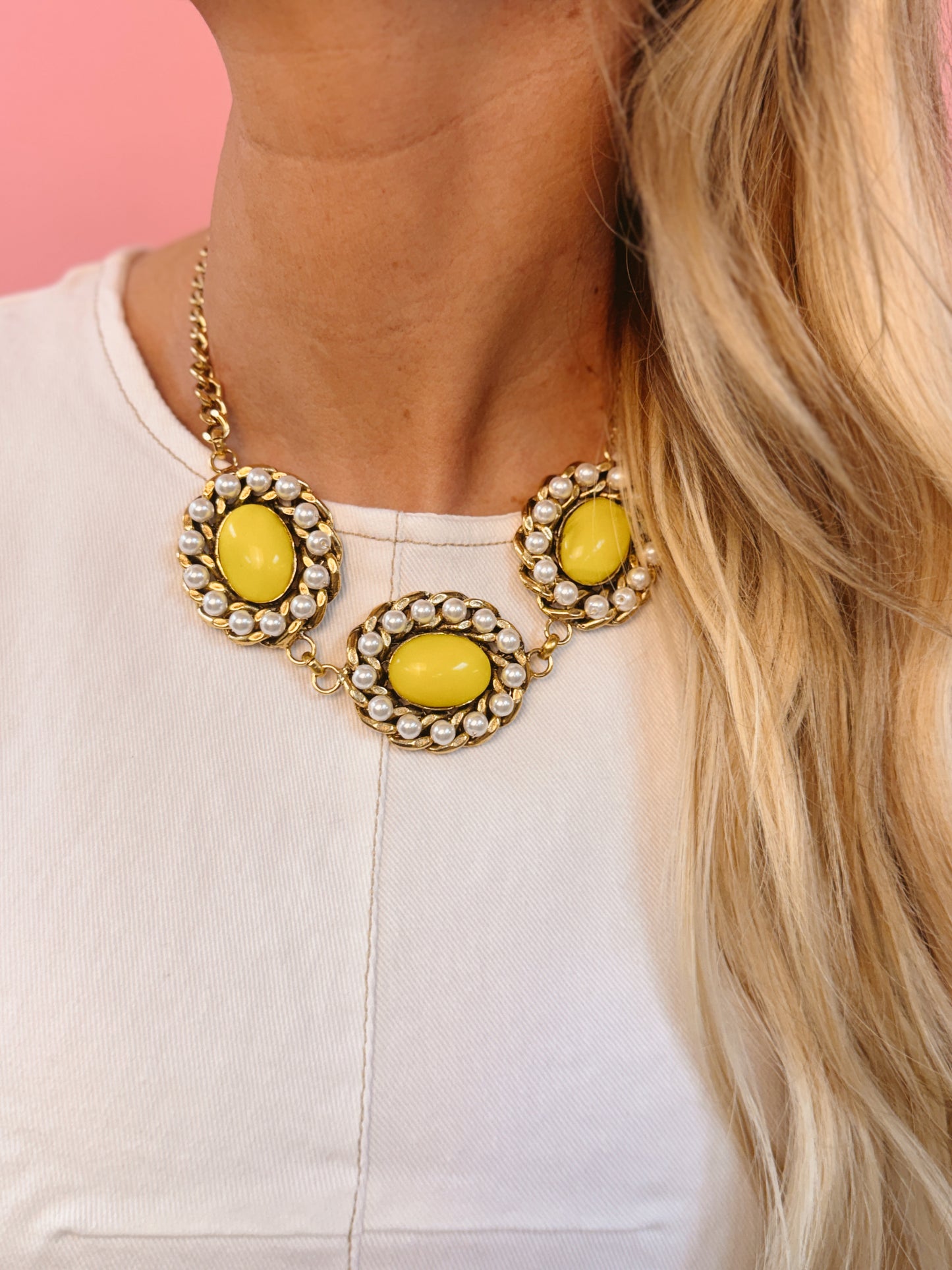 Yochi Pearl And Stone Necklace