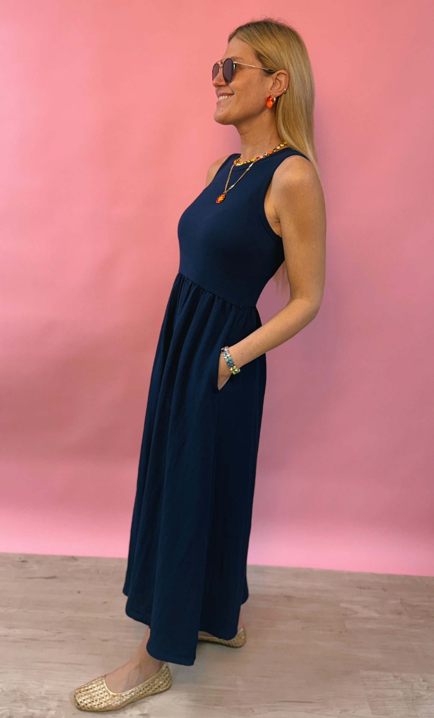 Z Supply Navy Charlotte Midi Dress