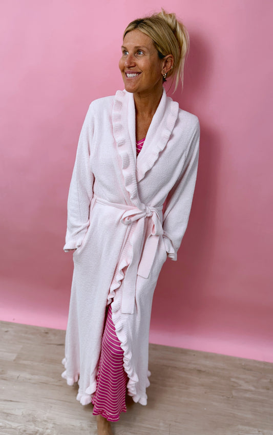 SOFTIES Chenille Pink Ruffle Robe