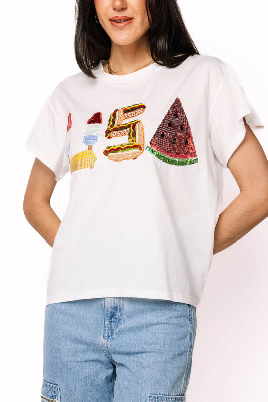 Queen of Sparkles White 'USA' Icon Tee