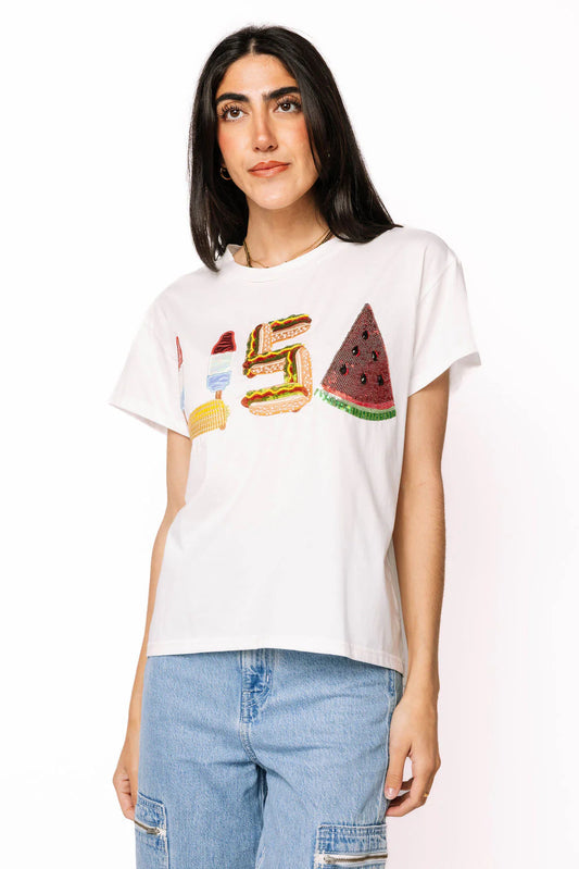 Queen of Sparkles White 'USA' Icon Tee