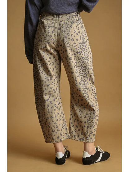 Miou Muse Cheetah Print Barrel Jeans