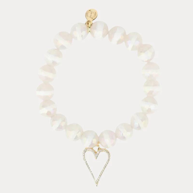 BuDha Girl White Capiz Heart Bracelet