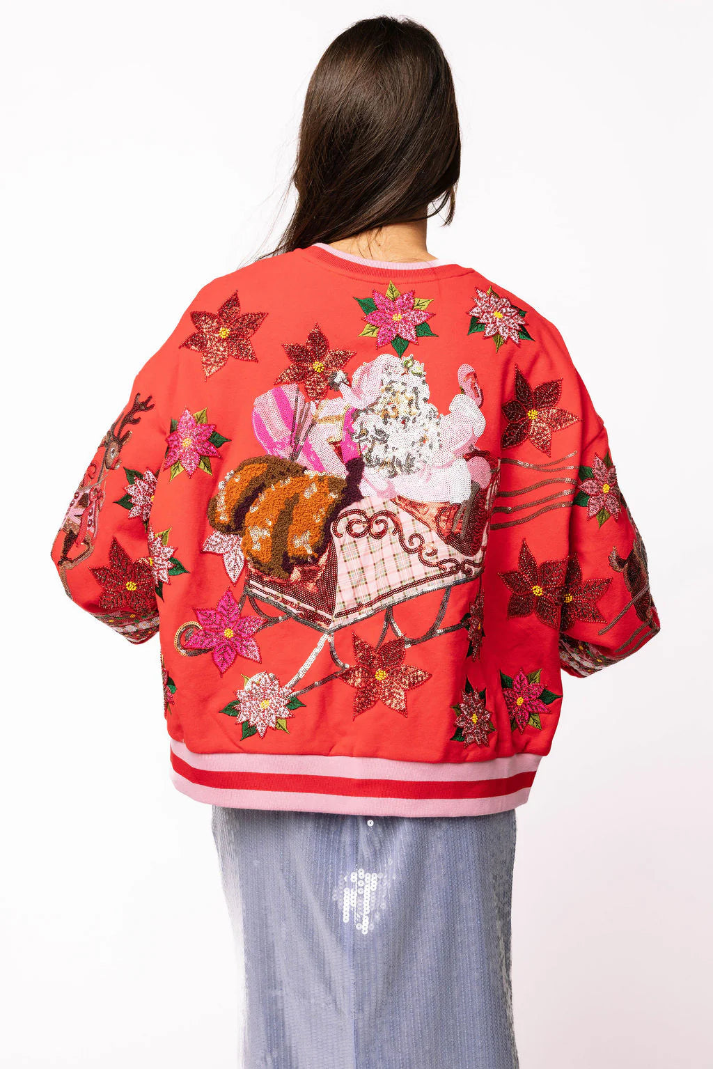 Poinsettia Santa Sweatshirt