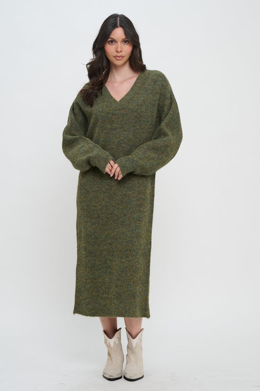 Olive Oversized Sweater Dress