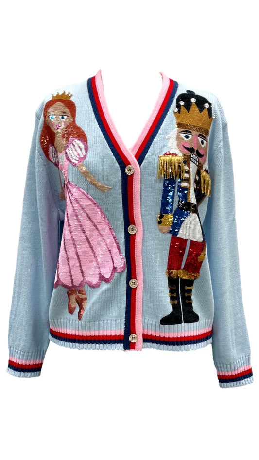 Queen Of Sparkles Light Blue Nutcracker and Clara Cardigan