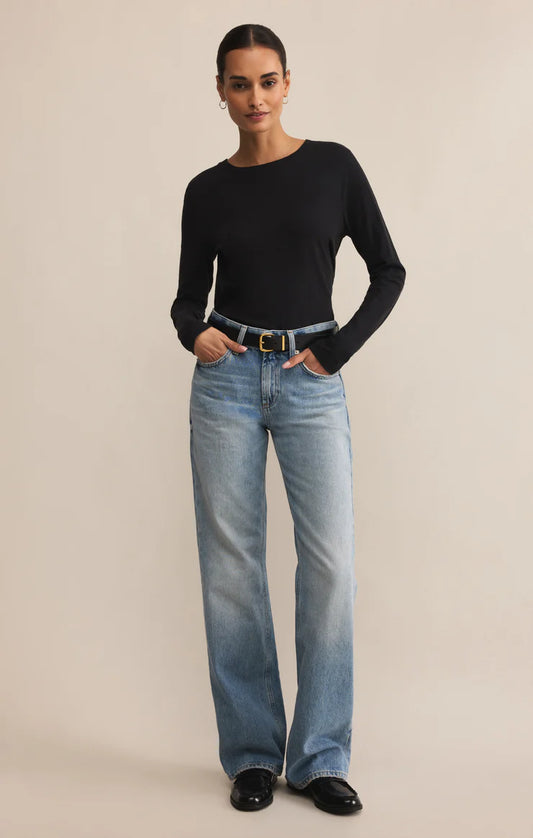 Modern Slub Long Sleeve Tee Black