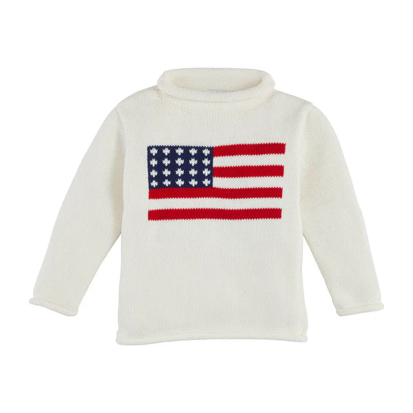 Mudpie American Flag Rollneck Sweater for Toddler
