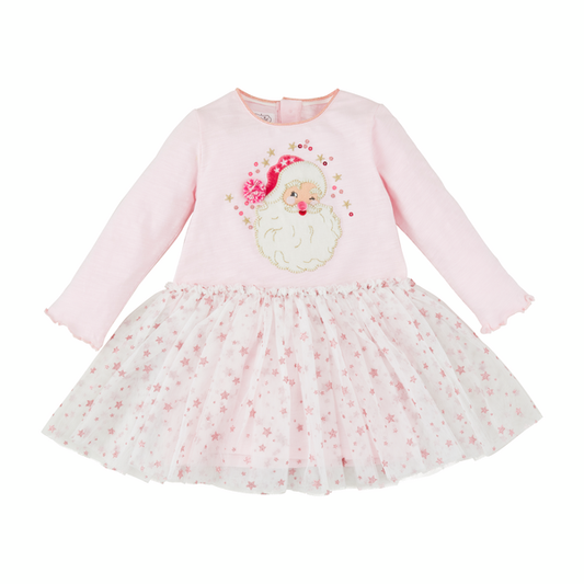 Mudpie Pink Santa Mesh Dress