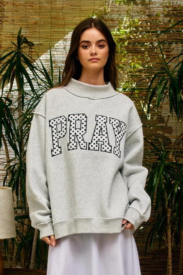 Bucketlist Embroidered Oversized Pray Sweatshirt