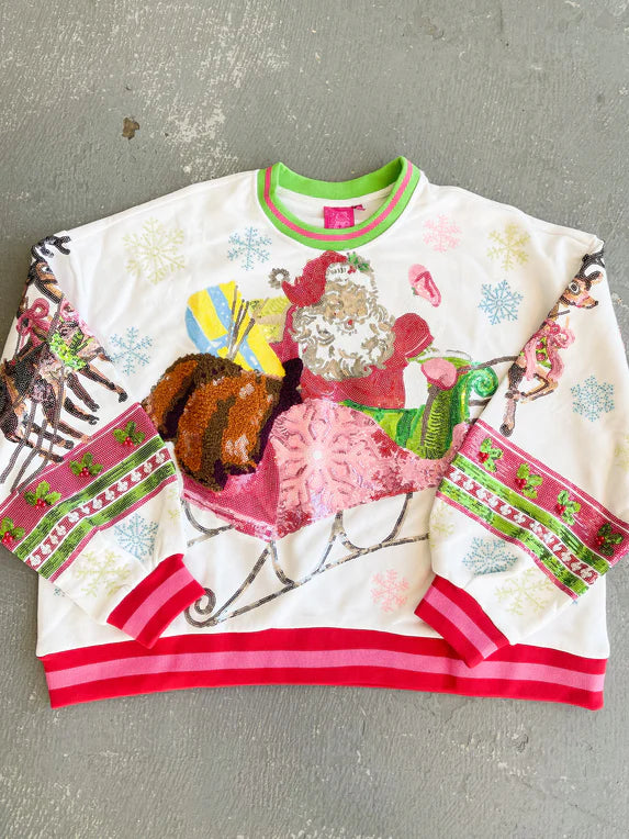 Queen Of Sparkles Vintage Santa Sweatshirt