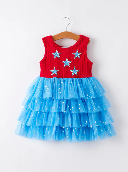 Ryle Faith Designs 4th of July Star Sleeveless Tutu Skirt